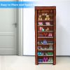 iMounTEK 10 Tiers DIY Shoe Cabinet Dustproof Easy Assemble Tidy Shoe Rack Non-Woven Fabric Holding 27 Pair Shoes Brown