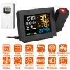 Atomic Projection Alarm Clock Radio Control Clock with WWVB Function Weather Station Dual Alarms Snooze Outdoor Wireless Temperature Humidity Sensor