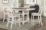 Antique White Finish Counter Height Set 5pc Table with Bottom Storage and 4 Counter Height Chairs Farmhouse Style Dining Kitchen Set Wooden Furniture