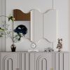 Wall Mirror 30x35 Inch Golden Rectangular Mirror with 2 Wavy Sides Metal Framed Mirror Vanity Mirror Dressing Mirror, for Bathroom, Living Room