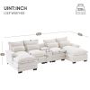 [VIDEO provided][New]123*55" Modern U-shaped Sofa with Console,Cupholders and USB Ports,6-seat Upholstered Symmetrical Indoor Furniture