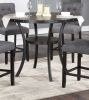 Dining Room Furniture Natural Wood Round Dining Table 4x High Chairs Charcoal Fabric Tufted Roll Back Top Chair Storage Shelve 5pc Counter Height Dini
