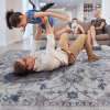 8X10 Blue/Silver/Oriental Non-Shedding Living Room Bedroom Dining Home Office Stylish and Stain Resistant Area Rug