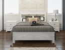 Albany 3 Piece Queen Bed Set, Heavy Duty Solid Wood Queen Size Bed Frame with Bedside Table Set of 2, White