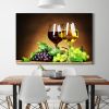 Framed Canvas Wall Art Decor Painting, Wine Glasses and Grape Fruits on Table Painting Decoration For Restaurant, Kitchen, Dining Room