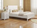Albany 3 Piece Queen Bed Set, Heavy Duty Solid Wood Queen Size Bed Frame with Bedside Table Set of 2, White