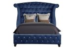 Sophia Full 5 Pc Upholstery Bedroom Set Made With Wood in Blue