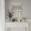 Wall Mirror 30x35 Inch Golden Rectangular Mirror with 2 Wavy Sides Metal Framed Mirror Vanity Mirror Dressing Mirror, for Bathroom, Living Room