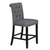 Dining Room Furniture Natural Wood Round Dining Table 4x High Chairs Charcoal Fabric Tufted Roll Back Top Chair Storage Shelve 5pc Counter Height Dini
