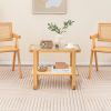 2-tier Bamboo Side Table with Glass Top