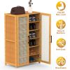 6-Tier Shoe Cabinet with Bamboo Shoe Rack Freestanding Shoe Organizer with 2 Hollow Doors and Handles 154lbs Max Load for Closet Hallway Living Room
