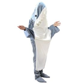 Wearable Shark Sleeping Bag Shark Onesie X-XXL Size Soft Comfortable Flannel Blanket With Zipper Suitable For Adult Children Height 4.2FT to 5.5FT (Option: BlanketHoodie 190CM)