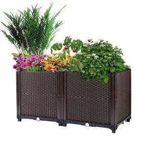 Raised Garden Bed Plant Growth Box with Self-watering System for Garden Patio Balcony Elevated Planter Box for Flowers Vegetables Herbs (Option: PlantBed 603020cm)