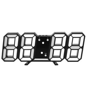 3D LED Digital Wall Clock Sound Control Table Desk Alarm Clock w/ 3 Auto Adjustable Brightness Snooze Date Temperature 12/24Hr Time Display For Office (Option: Clock BlackWhiteLight)