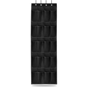 Over the Door Shoes Rack 20-Pocket Organizer 5-Layer Hanging Storage Shelf for Kids Shoes Closet Cabinet Slippers Small Toys (Option: 20PocketShoeOrganizer Black)