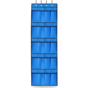 Over the Door Shoes Rack 20-Pocket Organizer 5-Layer Hanging Storage Shelf for Kids Shoes Closet Cabinet Slippers Small Toys (Option: 20PocketShoeOrganizer Blue)