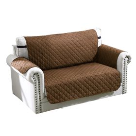 Reversible Sofa Cover Chair Loveseat Couch Slipcover Microfiber Cushion Furniture Protector Shield Water-Resistant w/ Elastic Strap for Kids Pet Dog C (Option: SofaCover 2SChocolate)