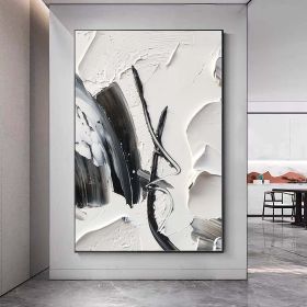 Hand Painted Oil Painting Large Abstract Black And White Painting Black And White Texture Art Original Oil Painting On Canvas Large Black And White Wa (style: 01, size: 100X150cm)