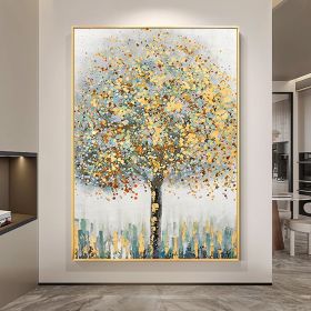 Hand Painted Oil Painting Original Gold Texture Tree Oil Painting on Canvas Large Wall Art Abstract Minimalist Art Custom Painting Modern Living Room (style: 01, size: 90X120cm)