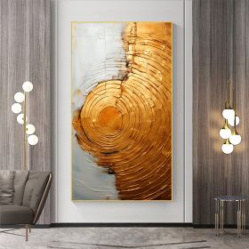 Hand Painted Oil Painting Abstract Circle Oil Painting on Canvas Large Wall Art Original Minimalist Art Gold Wall Decor Custom Painting Modern Living (style: 01, size: 150X220cm)