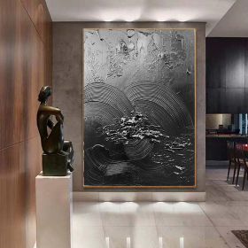 Hand Painted Oil Painting Black Acrylic Paintings Large Black 3D Textured Painting Abstract Black Painting Minimalist Abstract Wall Art for Living Roo (style: 01, size: 150X220cm)