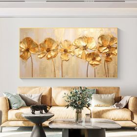 Hand Painted Oil Painting Original Gold Flower Oil Painting on Canvas Large Wall Art Abstract Minimalist Floral Wall Art Custom Painting Modern Living (style: 01, size: 60x120cm)