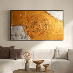 Hand Painted Oil Painting Minimalist Gold Circle Painting on Canvas Large Wall Art Original Abstract Art Golden Oil Painting Custom Painting Living Ro (style: 01, size: 40x80cm)
