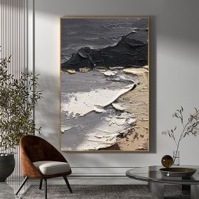 Hand Painted Oil Painting Large 3D Texture Black and Beige Painting Black Texture Painting Beige Minimalist Painting White Wall Art Abstract Paining W (style: 01, size: 100X150cm)