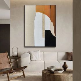 Hand Painted Oil Painting Abstract Painting Original Large Acrylic Canvas Wall Art Geometry Brown Minimalist Modern Painting Wall Art on Canvas (style: 01, size: 150X220cm)