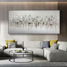 Hand Painted Oil Painting Abstract Blossom Floral Oil Painting on Canvas Large Original Textured White Grey Poppy Bouquet Acrylic Painting Living Room (style: 01, size: 100x150)