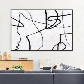 Handmade Oil Painting Simple And Bold Lines And Texture Large Original Abstract Minimalism Painting Black And White Modern Canvas Wall Art?Line Art Fo (style: 01, size: 150x100cm)