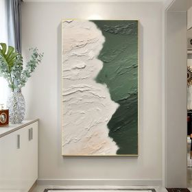 Original Hand Painted Texture Green Beach Oil Painting On Canvas Abstract Waves Painting Seascape Painting Large Wall Art Living Room Wall Decor (style: 01, size: 40x80cm)