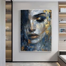 Hand Painted Abstract Beautiful Girl Face Oil Painting On Canvas Large Wall Art Original Portrait Art Custom Figure Painting Bedroom Wall Decor Gift F (style: 01, size: 140x210cm)