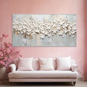 Handmade Oil Painting Palette Knife Painting Large Original White Flower Textured Canvas Art Modern Minimalist Living Room Wall Decor Elegant Artwork (style: 01, size: 40x80cm)