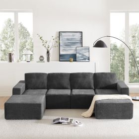 [VIDEO provided][New]110*72" Modular U Shaped Sectional Sofa,Luxury Chenille Floor Couch Set,Upholstered Indoor Furniture (Color: as Pic)
