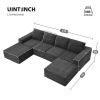 [VIDEO provided][New]110*72" Modular U Shaped Sectional Sofa,Luxury Chenille Floor Couch Set,Upholstered Indoor Furniture
