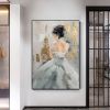 Hand Painted Oil Painting Abstract Beautiful Girl Oil Painting On Canvas Large Wall Art Original White Skirt Painting Boho Wall Decor Custom Painting