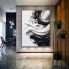 Hand Painted Oil Painting Original Black White Minimalist Painting Black White Wall Art Large Black And White Painting Frameable Abstract Art Office D