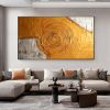 Hand Painted Oil Painting Minimalist Gold Circle Painting on Canvas Large Wall Art Original Abstract Art Golden Oil Painting Custom Painting Living Ro
