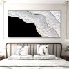 Hand Painted Oil Painting Large Black and White Painting Original Black and White Ocean Wave Art White Texture Wall Art Black Abstract Painting Living