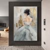 Hand Painted Oil Painting Abstract Beautiful Girl Oil Painting On Canvas Large Wall Art Original White Skirt Painting Boho Wall Decor Custom Painting