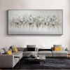 Hand Painted Oil Painting Abstract Blossom Floral Oil Painting on Canvas Large Original Textured White Grey Poppy Bouquet Acrylic Painting Living Room